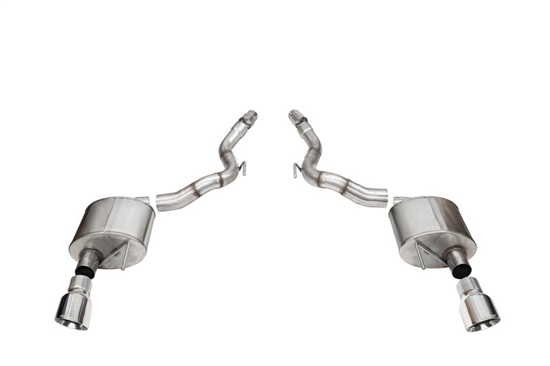 Ford Mustang Performance Exhaust - Dual Rear Exit - CORSA Performance - Sport Axle-Back, 4.5in Polished Pro-Series Tips, No Drone RSC Technology - Polished - `24-`25
